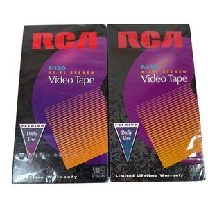 RCA T-120 Hi-Fi Stereo VHS Video Tape 2-Pack Premium Daily Use 6 Hours Record